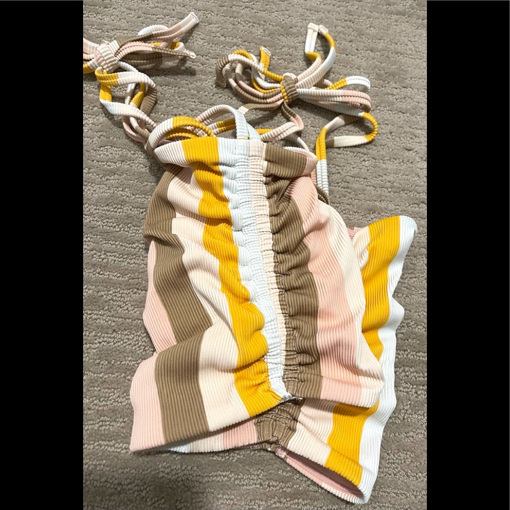 NWT AERIE RIBBED STRIPED BIKINI TOP - Picture 3 of 3